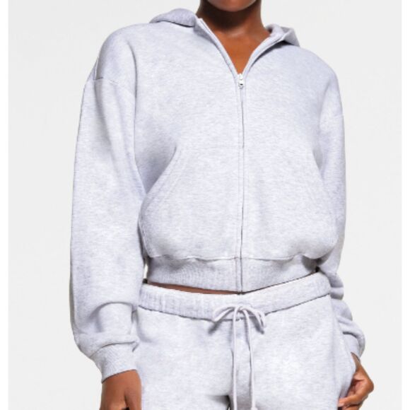 SKIMS Tops - Skims NWT Cotton Fleece Classic Zip Up Hoodie Grey Medium